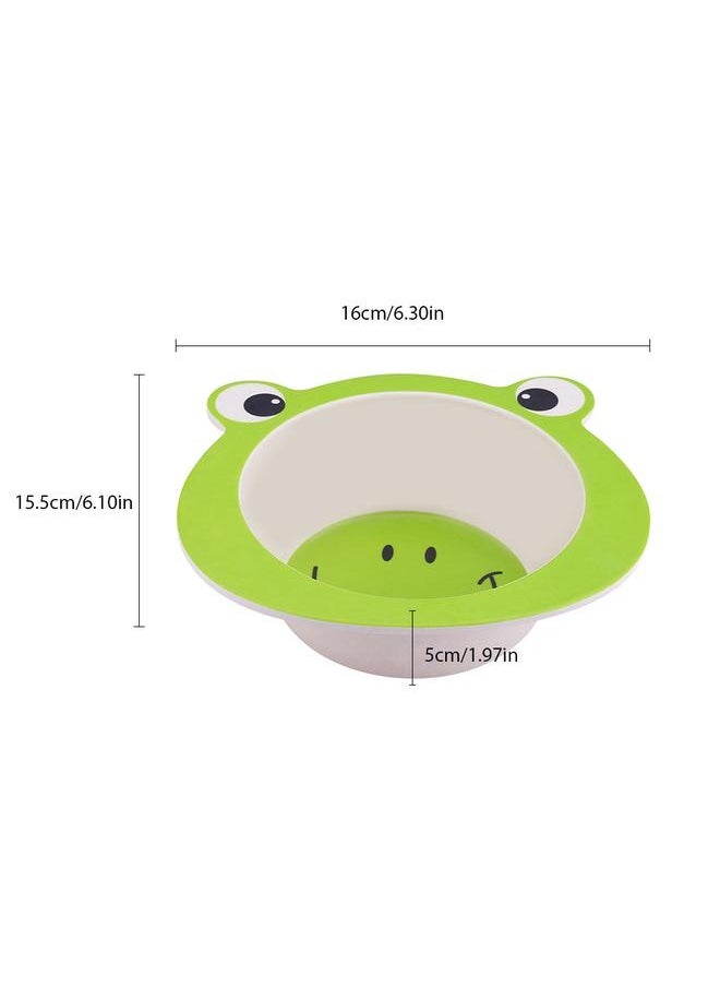 Baby Toddler Cartoon Bamboo Fiber Feeding Dish Dinner Plate Food Tray Children Tableware (Frog)
