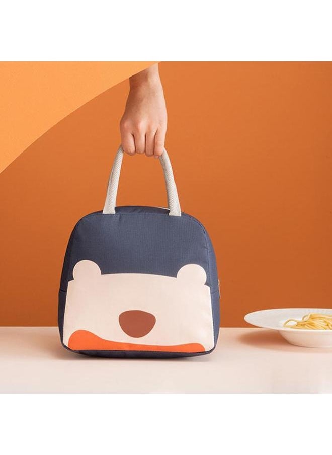 Lunch Box Bag Navy Blue Insulated Oxford Cloth Aluminum Foil Large Capacity Fashionable Bento Bag for School Office