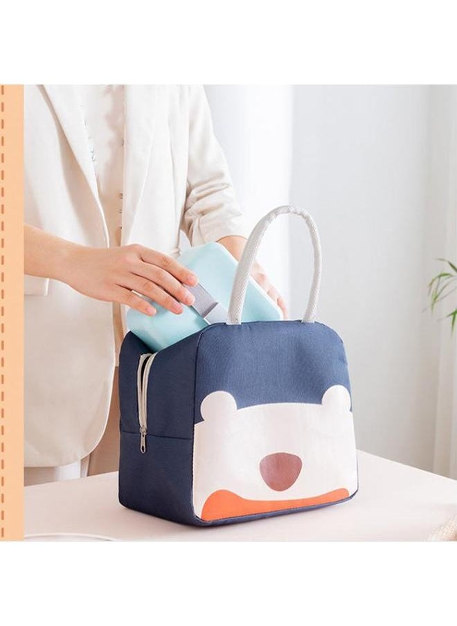 Lunch Box Bag Navy Blue Insulated Oxford Cloth Aluminum Foil Large Capacity Fashionable Bento Bag for School Office