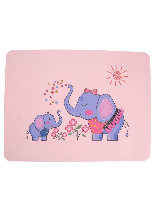 Silicone Cute Animal Pattern Non slip Insulation Pad Mat Placemat for Children(Pink Elephant 100g / 3.5oz)