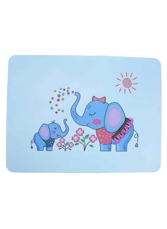 Silicone Cute Animal Pattern Non slip Insulation Pad Mat Placemat for Children(Blue Elephant 100g / 3.5oz)