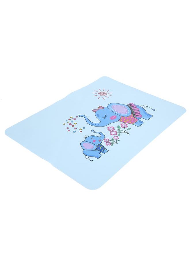 Silicone Cute Animal Pattern Non slip Insulation Pad Mat Placemat for Children(Blue Elephant 100g / 3.5oz)