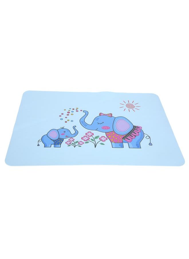 Silicone Cute Animal Pattern Non slip Insulation Pad Mat Placemat for Children(Blue Elephant 100g / 3.5oz)