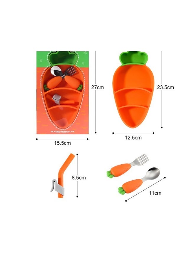 Food Grade Children's Silicone Plate Maternal And Infant Products Fork Spoon Infant Food Plate Feeding Cutlery Plate Plate