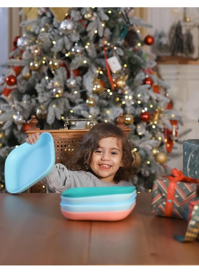 BABELIO Silicone Toddler Plates, 2 Pack Undivided Baby Self Feeding Utensils, BPA Free, Microwave, Oven and Dishwasher Safe (Lilac Grey)
