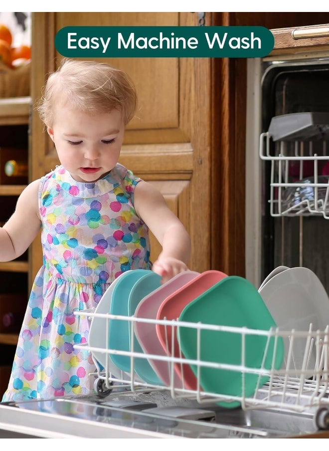 BABELIO Silicone Toddler Plates, 2 Pack Undivided Baby Self Feeding Utensils, BPA Free, Microwave, Oven and Dishwasher Safe (Lilac Grey)