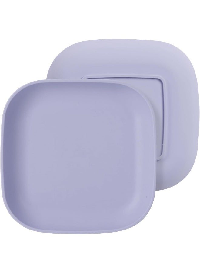 BABELIO Silicone Toddler Plates, 2 Pack Undivided Baby Self Feeding Utensils, BPA Free, Microwave, Oven and Dishwasher Safe (Lilac Grey)