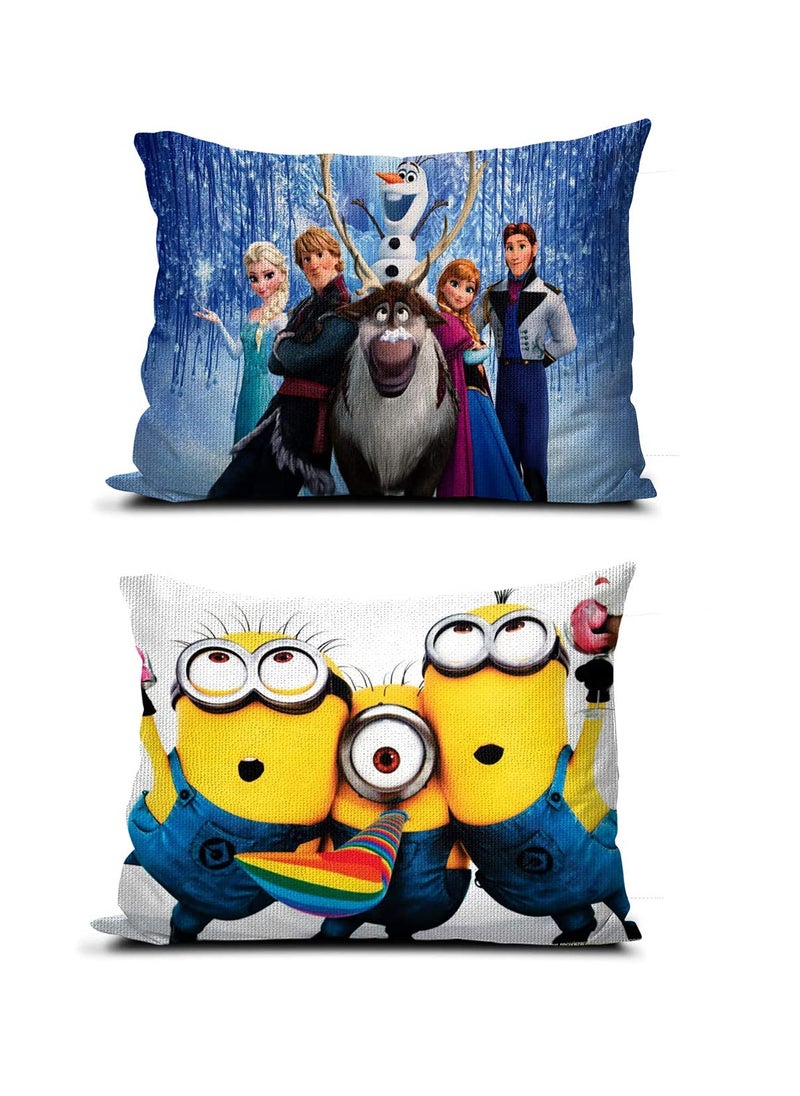 NISHOMES Kids Cartoon Printed Baby Pillow Pack of 2 Size 12x18 Inches Multicolor