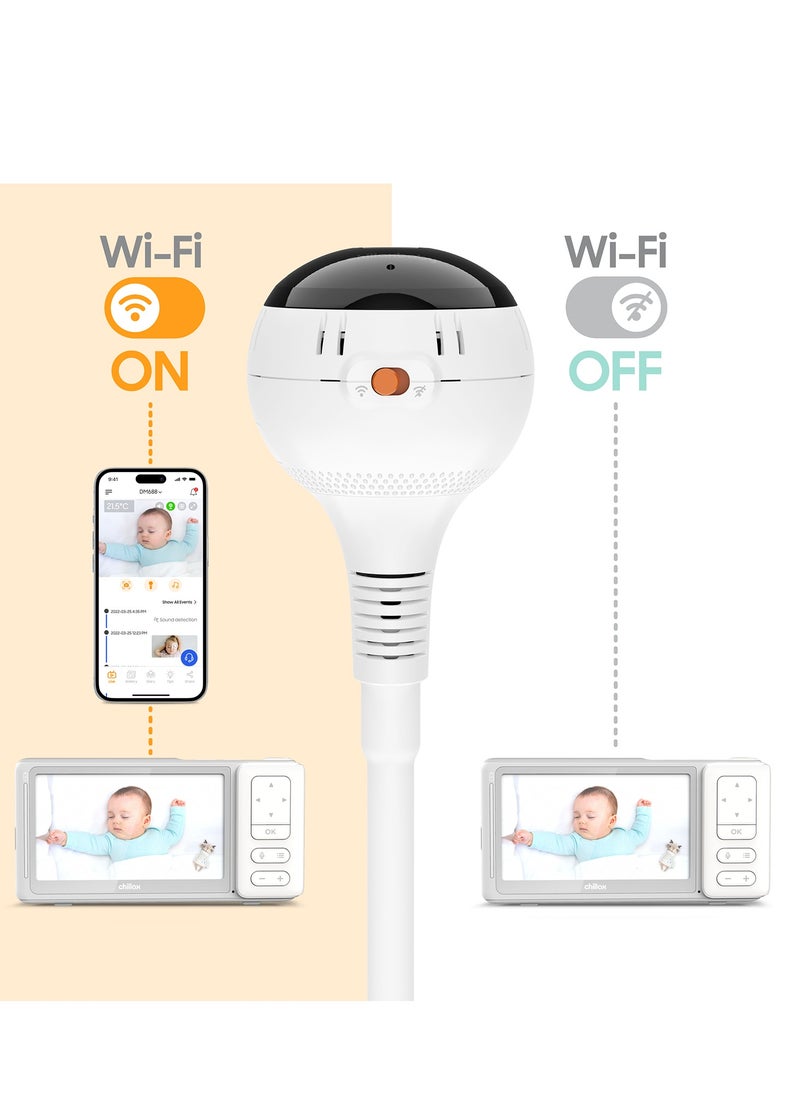 CHILLAX Giraffe Pro Max Baby Monitor - Video Baby Monitor with Full HD 1080p Camera and 5 Inch 720P Video Parent Unit, Privacy Protection Switch, Auto Dimming LED, Gooseneck, 2-Way Audio, Night Vision
