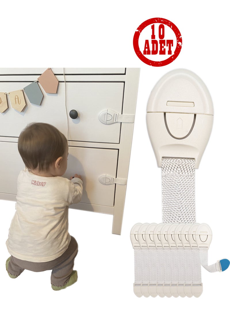 Child Baby Drawer Cabinet White Goods Security Safety Lock - Multi-Purpose Lock 10 Pcs.
