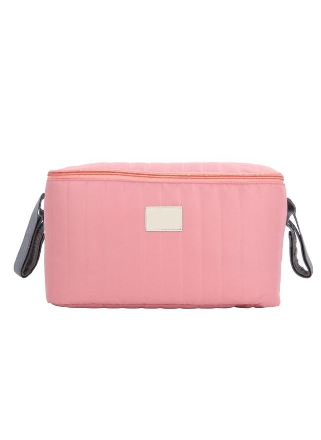 Baby Stroller Bag Waterproof Multifunctional Ample Space Zipper Closure 2 Handles Stroller Storage Bag Pink