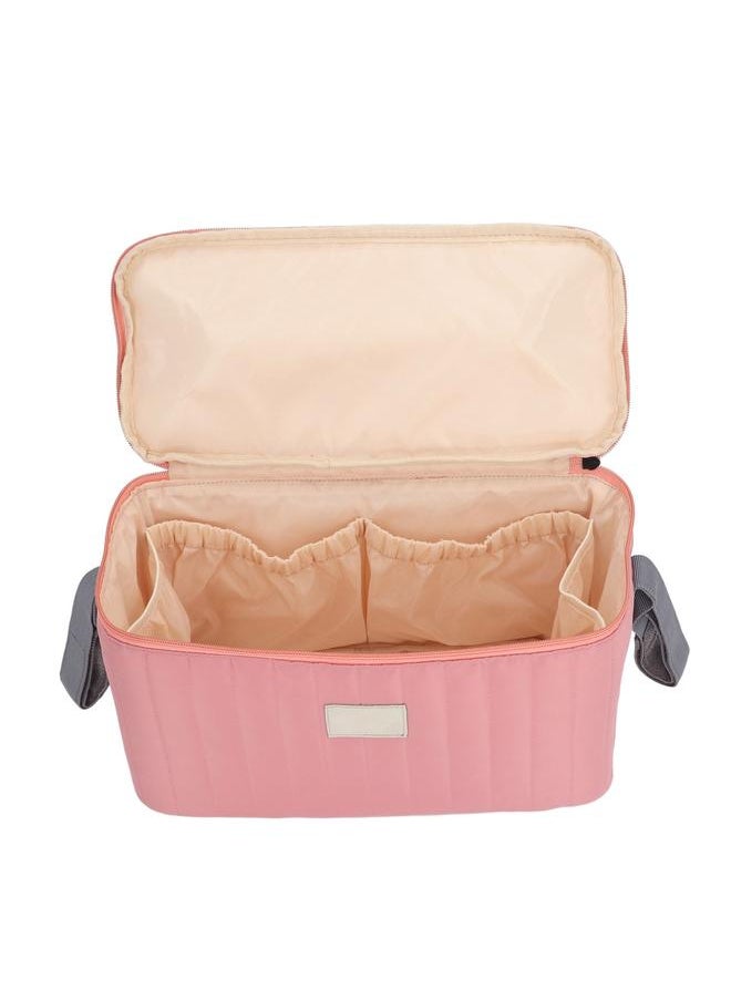 Baby Stroller Bag Waterproof Multifunctional Ample Space Zipper Closure 2 Handles Stroller Storage Bag Pink