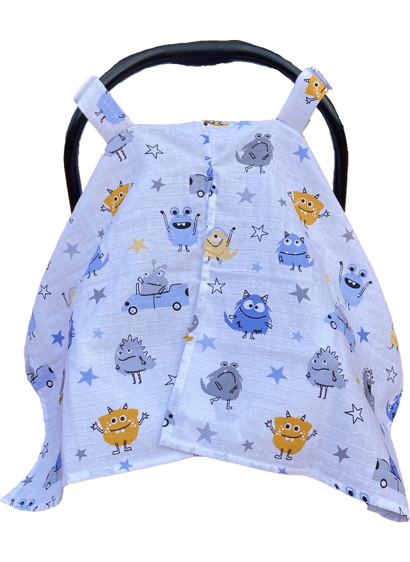 100% Organic Cotton Breathable Muslin Stroller Cover