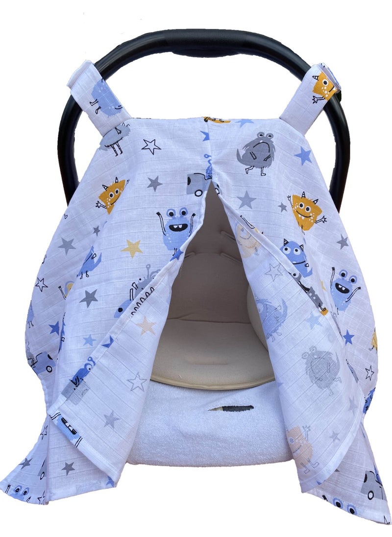 100% Organic Cotton Breathable Muslin Stroller Cover