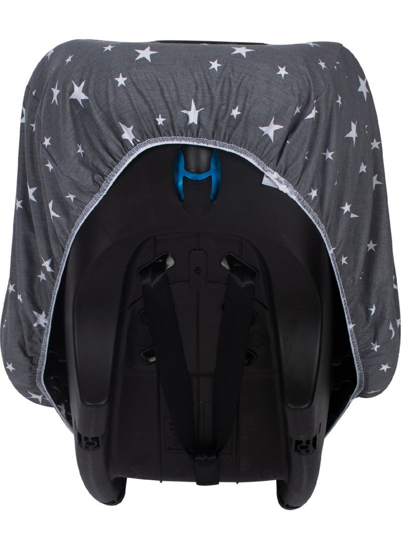 Star Patterned Infant Carrier Cover-Gray Star