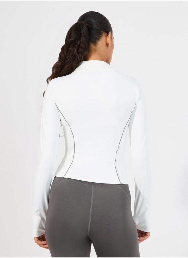 Reflective Zip Tape & Contour Seam Detail Zip Up Jacket