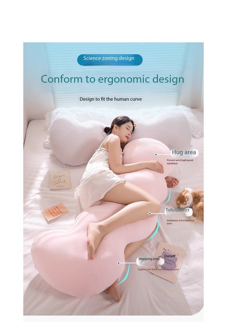 Ice Silk Adult Body Pillow 130cm Long Pillow Detachable and Washable Pregnant Women's Side Sleep Pillow Summer Cool and Breathable Pillow Multi functional Sofa Bedroom Napping Pillow Support Waist Back Legs Sleep Companion