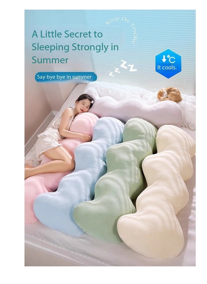 Ice Silk Adult Body Pillow 130cm Long Pillow Detachable and Washable Pregnant Women's Side Sleep Pillow Summer Cool and Breathable Pillow Multi functional Sofa Bedroom Napping Pillow Support Waist Back Legs Sleep Companion