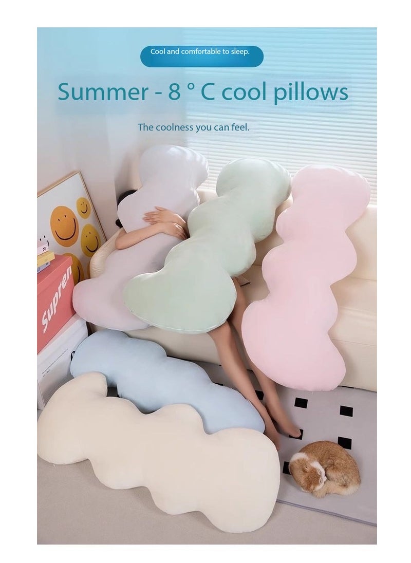 Ice Silk Adult Body Pillow 130cm Long Pillow Detachable and Washable Pregnant Women's Side Sleep Pillow Summer Cool and Breathable Pillow Multi functional Sofa Bedroom Napping Pillow Support Waist Back Legs Sleep Companion