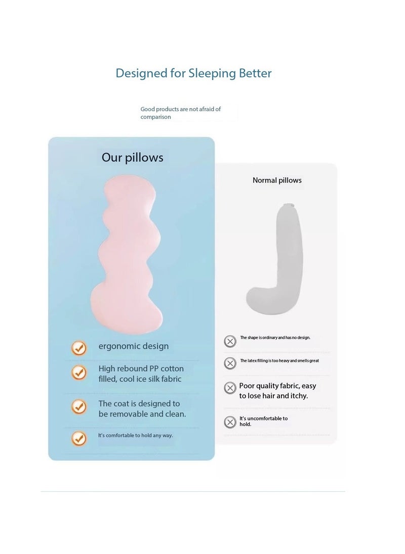 Ice Silk Adult Body Pillow 130cm Long Pillow Detachable and Washable Pregnant Women's Side Sleep Pillow Summer Cool and Breathable Pillow Multi functional Sofa Bedroom Napping Pillow Support Waist Back Legs Sleep Companion