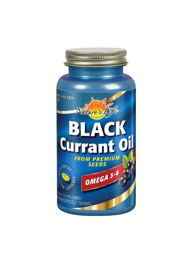 Black Currant Oil Minis 500 mg | with Omega 3-6 for Skin, Hair, Heart and Joint Health | 90ct