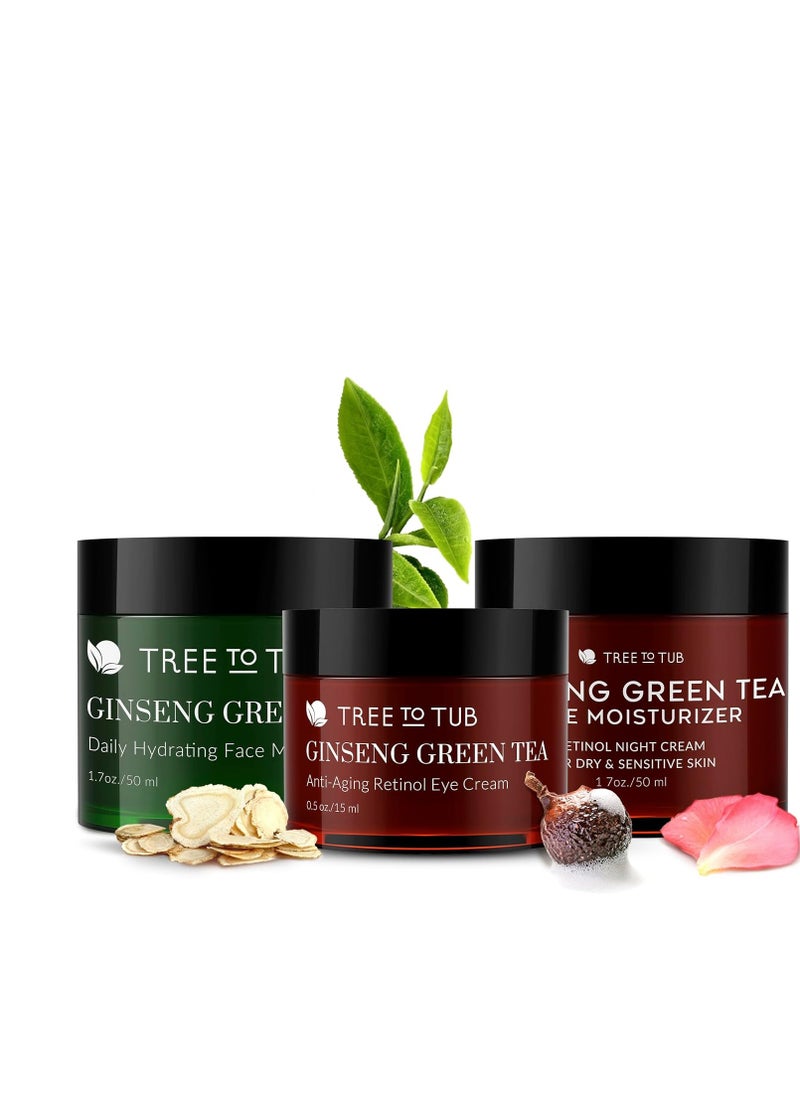 Tree to Tub Hydrating Face Moisturizer for Dry Sensitive Skin & Retinol Under Eye Cream for Dark Circles, Puffiness, Wrinkles, Bags Under Eyes & Retinol Face Moisturizer for Sensitive Skin