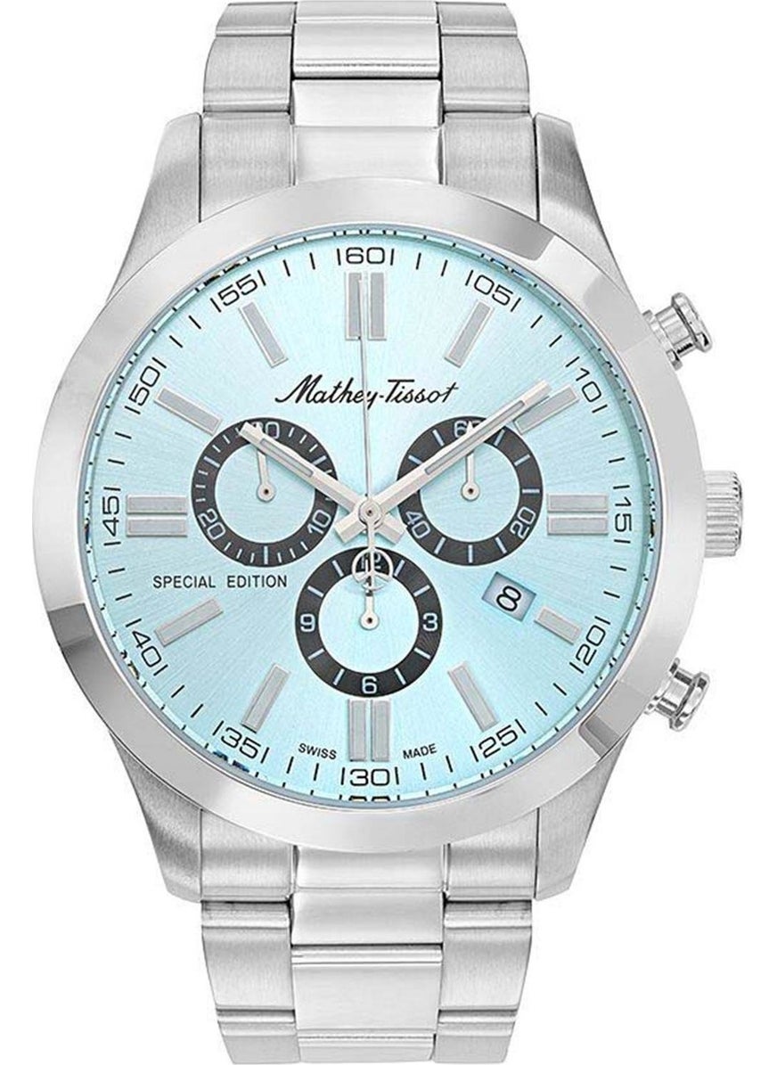 Silver Steel Strap Men's Wristwatch 5 Atm Water Resistant Stainless