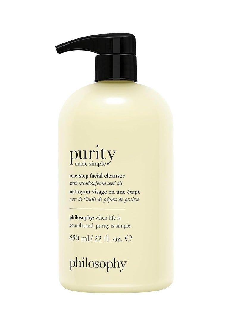 philosophy purity made simple one-step facial cleanser- with meadowfoam seed oil gently cleanses & melts away dirt, oil & stubborn makeup paraben-free face wash