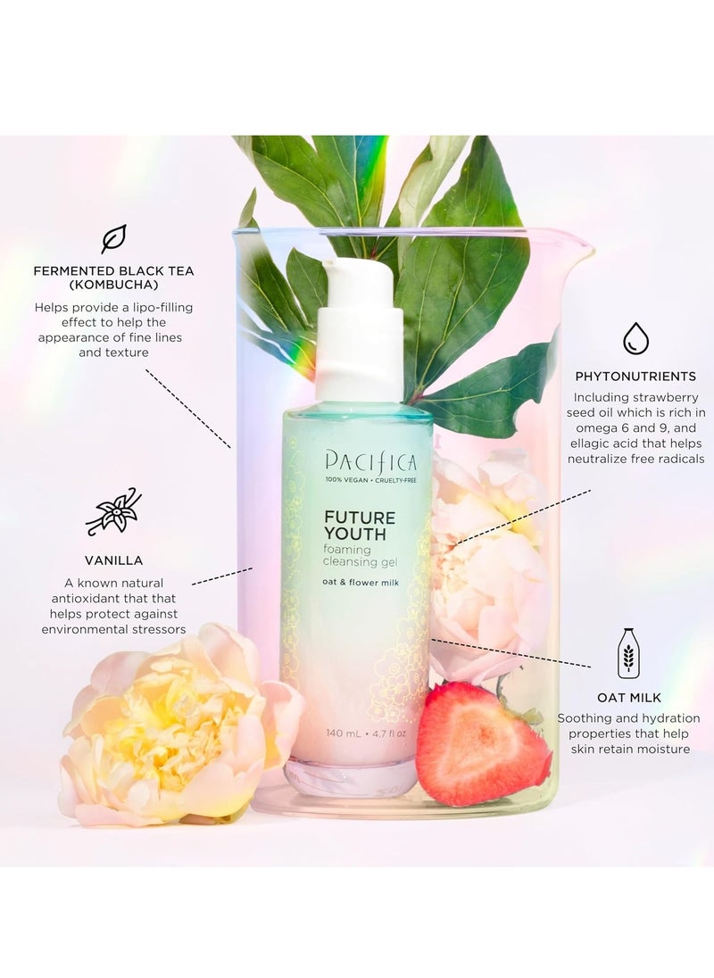 Pacifica Future Youth Foaming Face Wash - Hydrating Anti-Aging Cleansing Gel, Dermatologist Tested Gentle Facial Cleanser, Alcohol-Free Vegan Formula for All Skin Types Clean Beauty Cruelty-Free 4.7oz