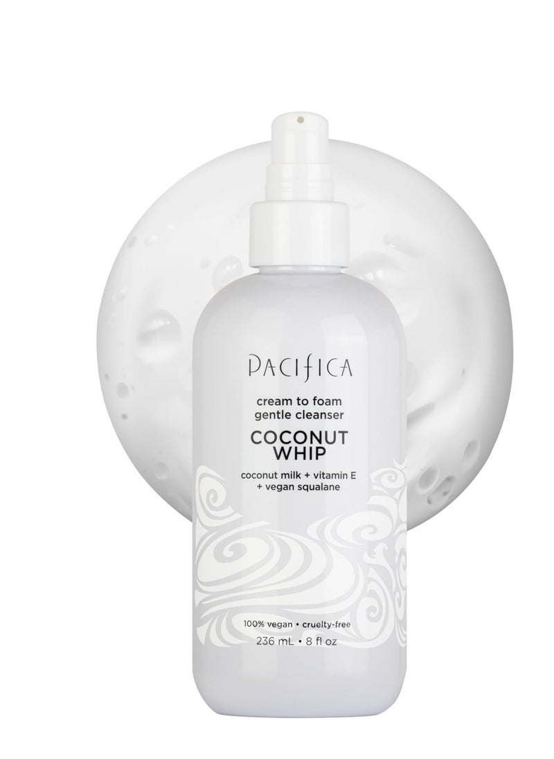 Pacifica Coconut Whip Cream to Foam Face Wash - Gentle Hydrating Facial Cleanser for Dry & Sensitive Skin, Moisturizing Daily Face Wash, Non-Comedogenic Vegan & Cruelty-Free, Dermatologist Tested 8oz
