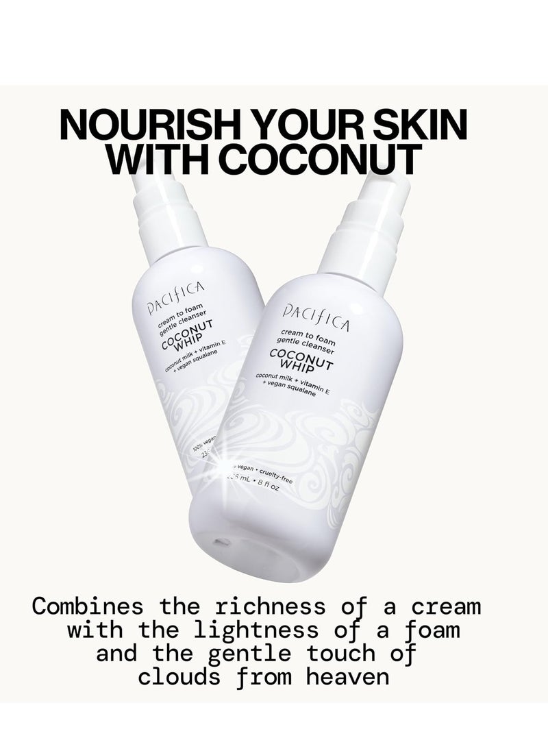 Pacifica Coconut Whip Cream to Foam Face Wash - Gentle Hydrating Facial Cleanser for Dry & Sensitive Skin, Moisturizing Daily Face Wash, Non-Comedogenic Vegan & Cruelty-Free, Dermatologist Tested 8oz