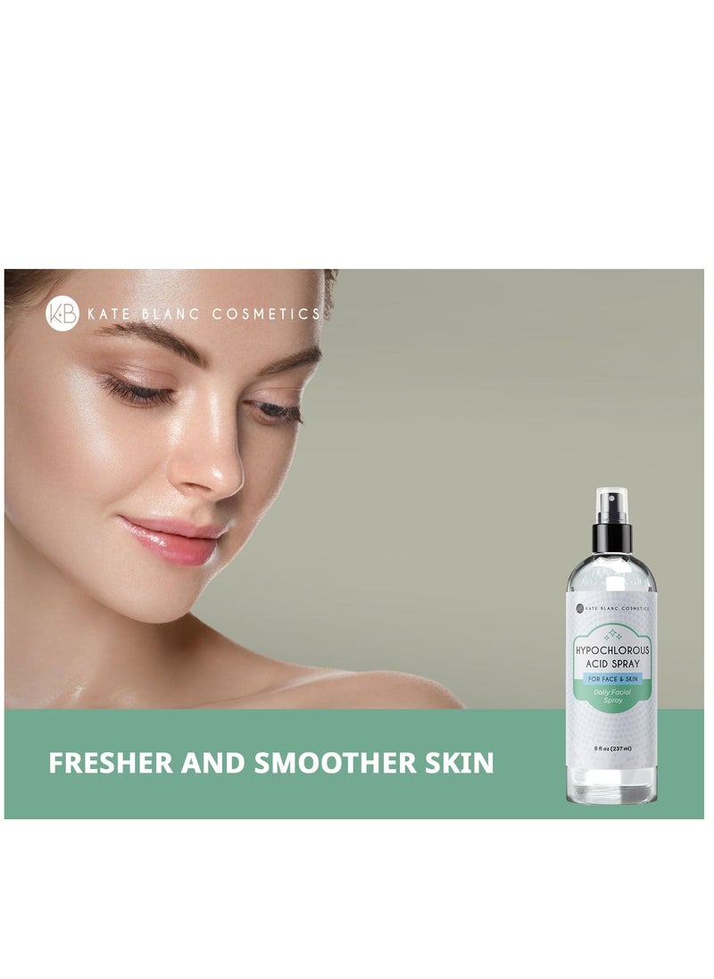 Kate Blanc Cosmetics Hypochlorous Acid Spray for Face and Skin. Gentle Facial Cleanser with .02% HOCl (8oz)