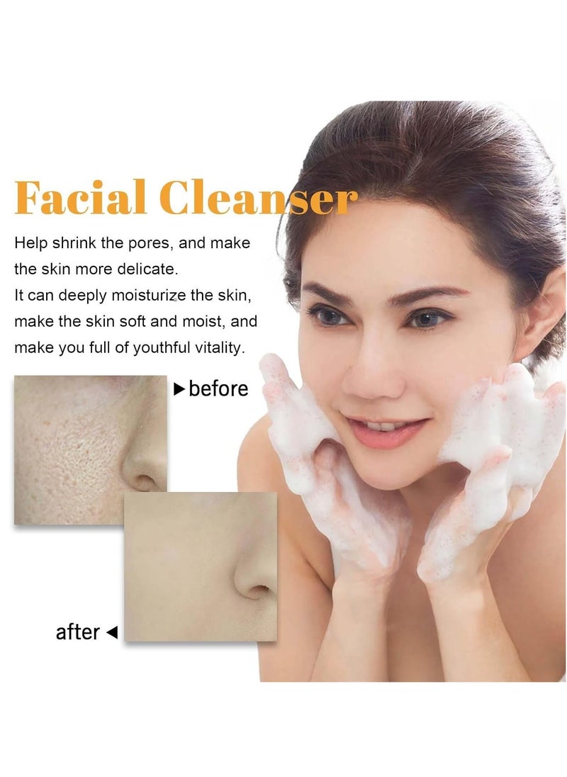 2 Pcs Turmeric Foaming Face Wash, Deep Cleansing Glow Wash Turmeric Facial Cleanser With Brush.