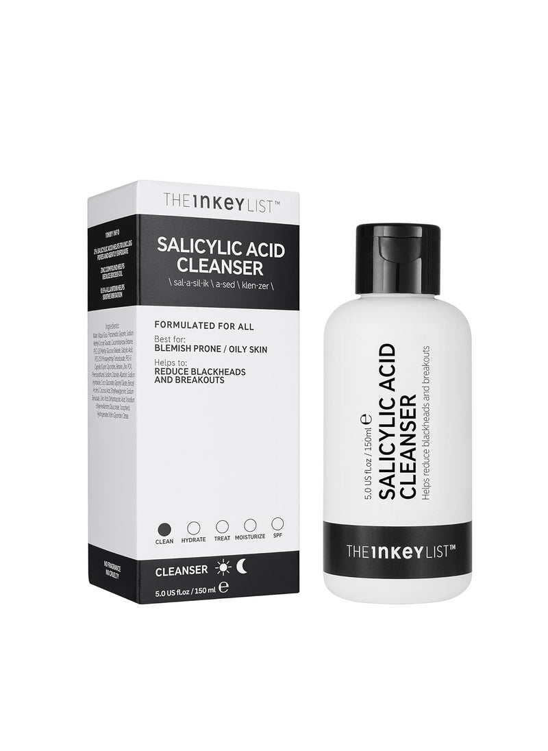 The INKEY List Salicylic Acid Cleanser, Face Wash for Blemishes, Blackheads, Oily Skin and Breakouts, Non-Drying Facial Cleanser Safe for All Skin Types, 5.0 fl oz (Pack of 2)