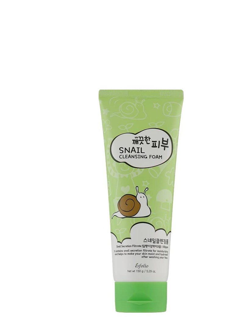 esfolio Snail Cleansing Foam – Nourishing Face Wash for Hydrated & Smooth Skin – Korean Skincare with Snail Extract for Deep Pore Cleansing & Anti-Aging – Gentle Foaming Facial Cleanser (5.29oz-150g)