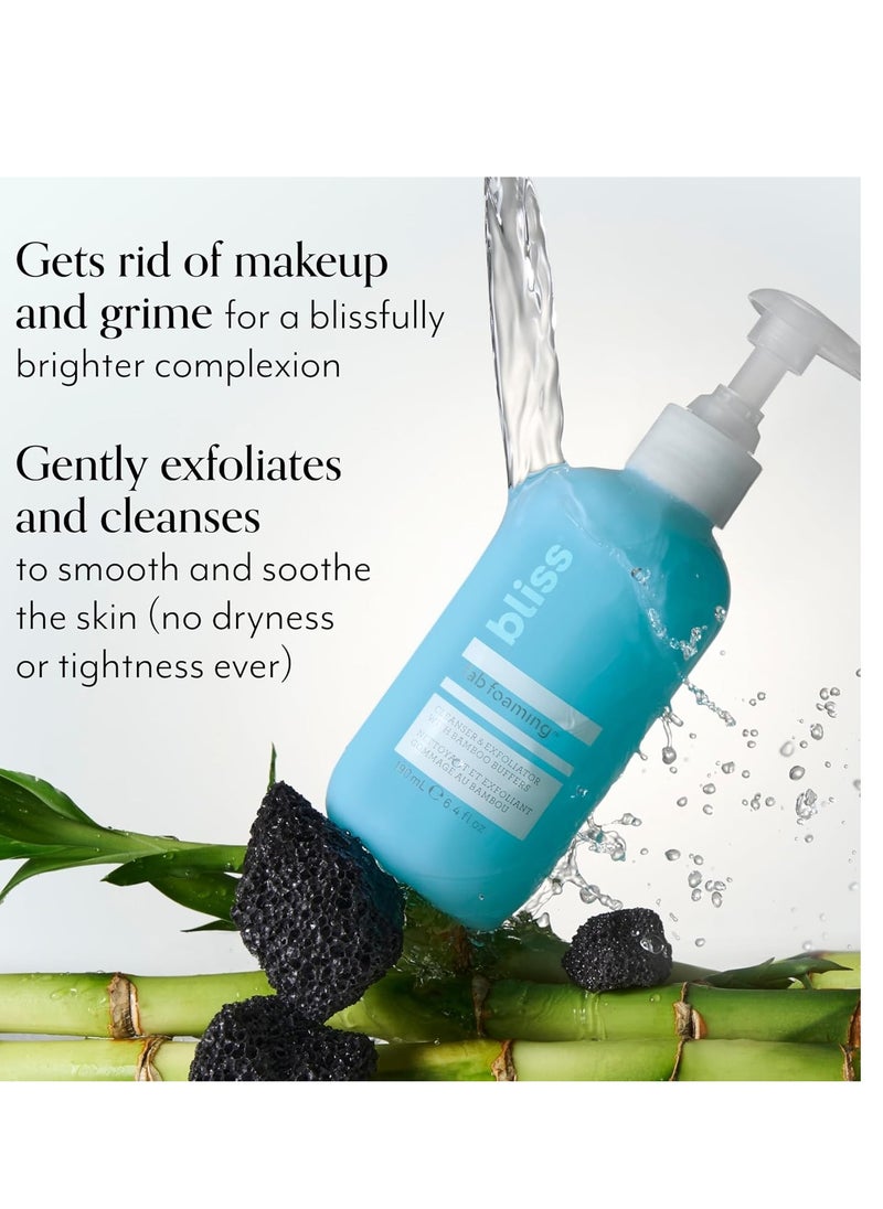 Bliss Bamboo Buffers Fab Foaming Cleanser Pro Size – 2-in-1 Face Wash & Exfoliator – Oil-Free Makeup Remover – 17.2 fl oz
