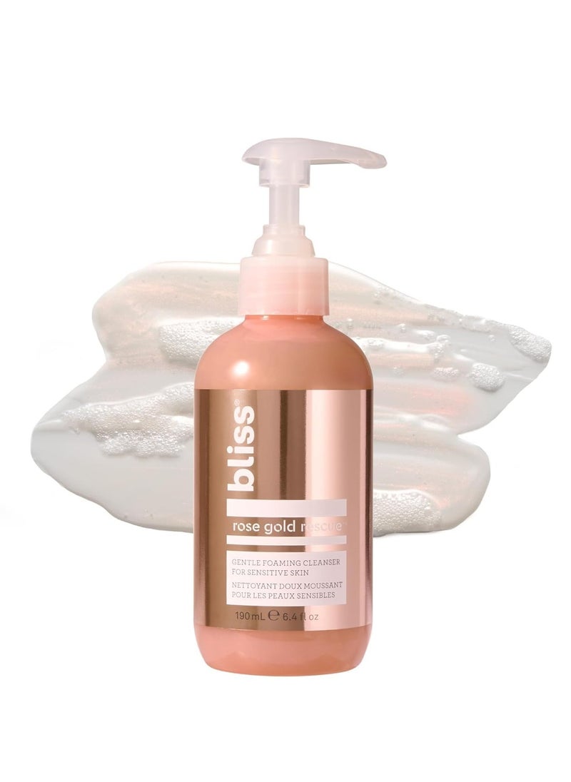 Bliss Rose Water + Colloidal Gold Rose Gold Rescue Foaming Face Wash – 6.4 Fl Oz – Gentle Cleanser for Sensitive Skin – Non-Drying, Vegan & Cruelty-Free – Removes Makeup & Dirt