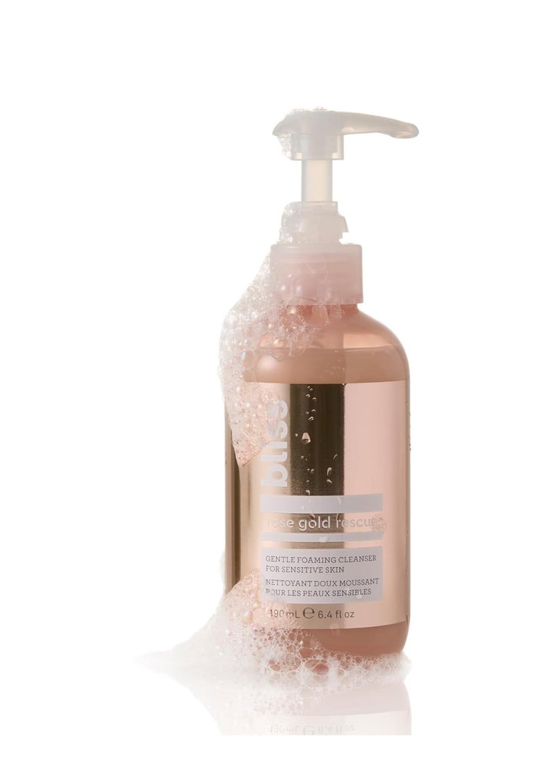 Bliss Rose Water + Colloidal Gold Rose Gold Rescue Foaming Face Wash – 6.4 Fl Oz – Gentle Cleanser for Sensitive Skin – Non-Drying, Vegan & Cruelty-Free – Removes Makeup & Dirt