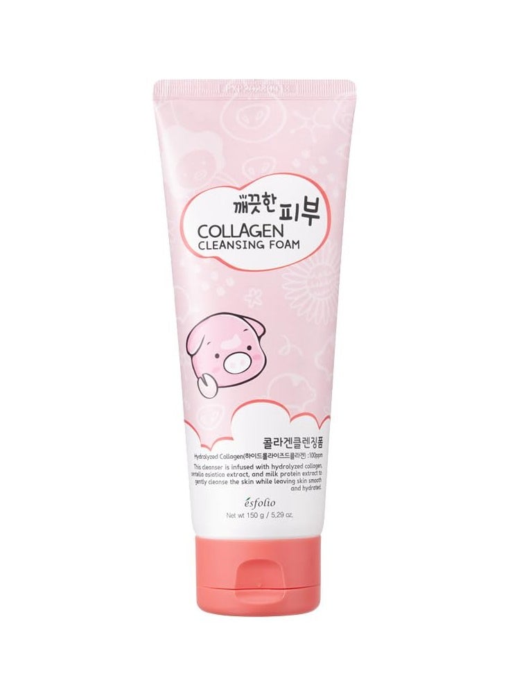 esfolio Collagen Cleansing Foam – Hydrating Face Wash for Deep Cleansing&Nourishing Skin – Korean Skincare All Skin Types – Gentle Foaming Facial Cleanser with Centella&Milk Protein (5.29 OZ-150ML)