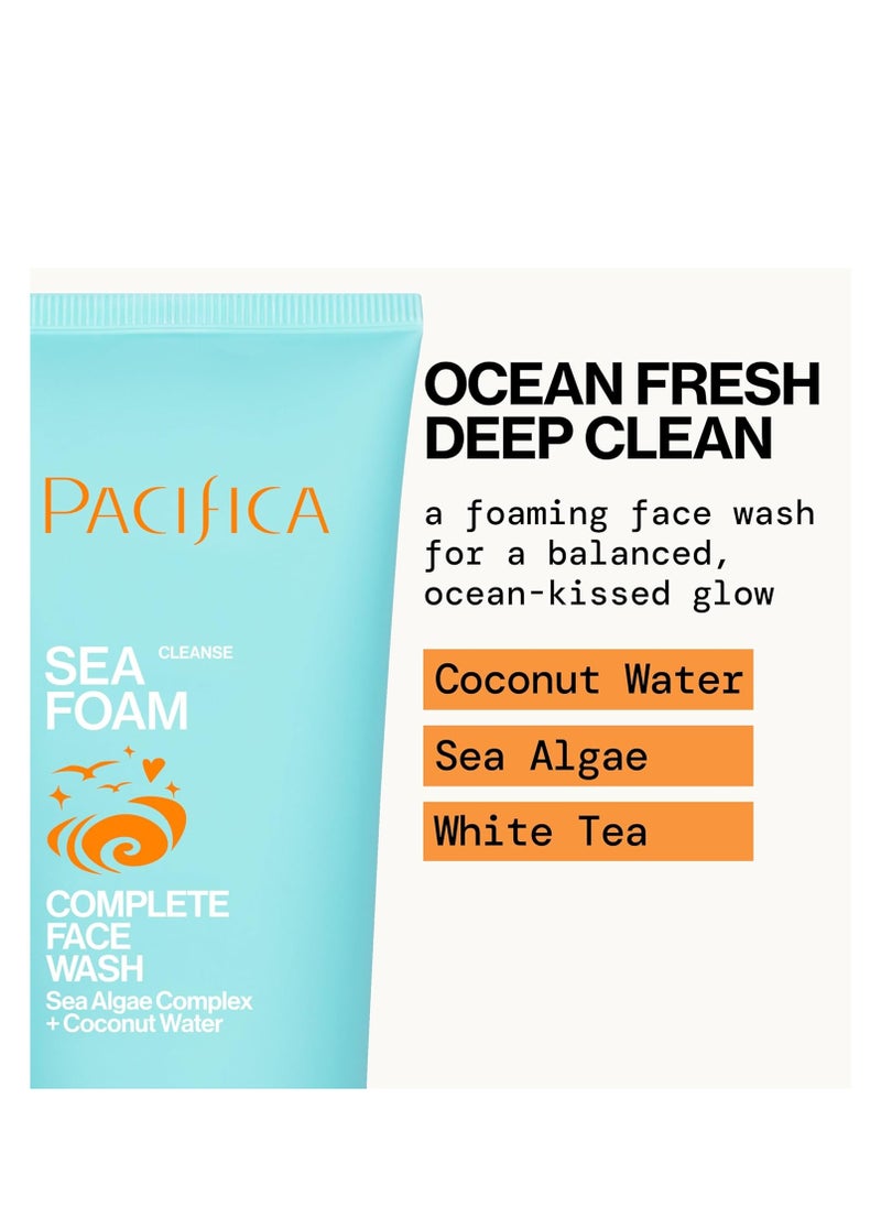 Pacifica Face Wash Set - Preppy Skincare Gift Set Value Kit for Holidays | Brightens, Tones and Deep Cleans |Glow Baby, Kale Detox and Sea Foam | 3 Pack