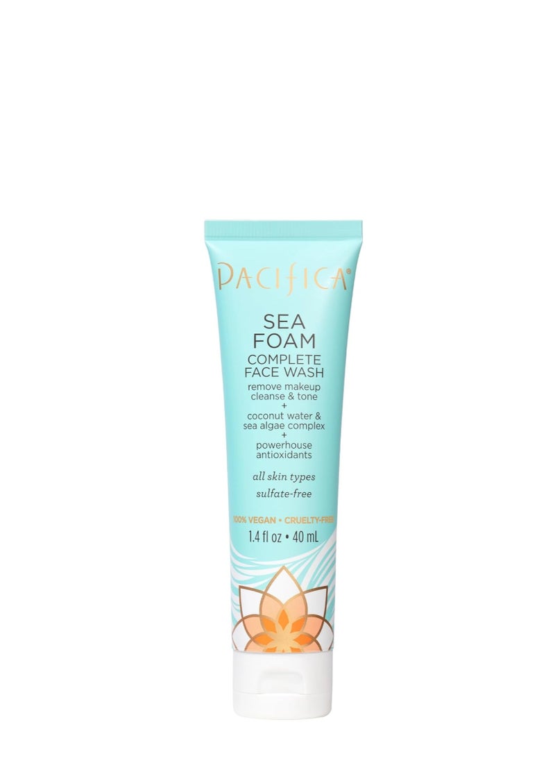 Pacifica Face Wash - Sea Foam Mini Travel Size, Skincare, Daily Gentle Foaming Cleanser, Makeup Remover, Face Cleanser, Skin Care, For Combination and Oily Skin, Vegan, 1.4 fl oz (1 Count)