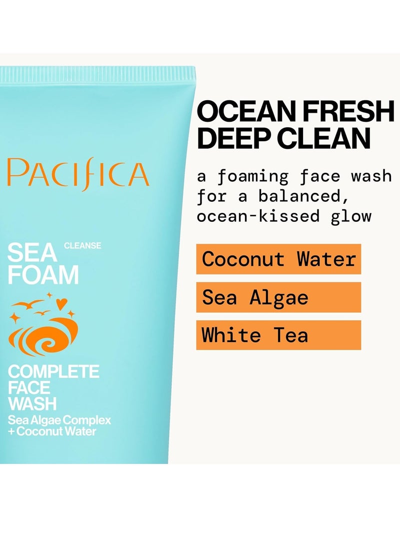 Pacifica Face Wash - Sea Foam Mini Travel Size, Skincare, Daily Gentle Foaming Cleanser, Makeup Remover, Face Cleanser, Skin Care, For Combination and Oily Skin, Vegan, 1.4 fl oz (1 Count)