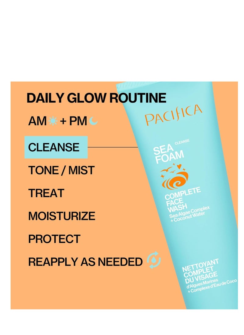 Pacifica Face Wash - Sea Foam Mini Travel Size, Skincare, Daily Gentle Foaming Cleanser, Makeup Remover, Face Cleanser, Skin Care, For Combination and Oily Skin, Vegan, 1.4 fl oz (1 Count)