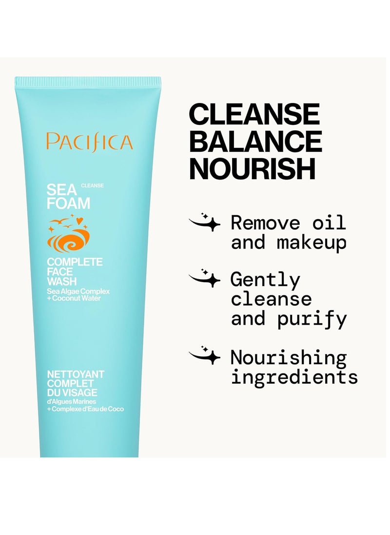 Pacifica Face Wash - Sea Foam Mini Travel Size, Skincare, Daily Gentle Foaming Cleanser, Makeup Remover, Face Cleanser, Skin Care, For Combination and Oily Skin, Vegan, 1.4 fl oz (1 Count)