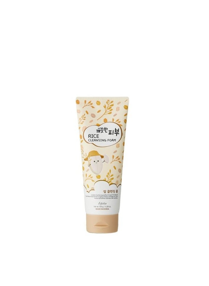 esfolio Rice Cleansing Foam Face Wash – Gentle Daily Facial Cleanser with Soft Creamy Foam – Suitable for All Skin Types – Helps Remove Dirt, Oil, and Impurities Without Drying (5.29 OZ-150ML)