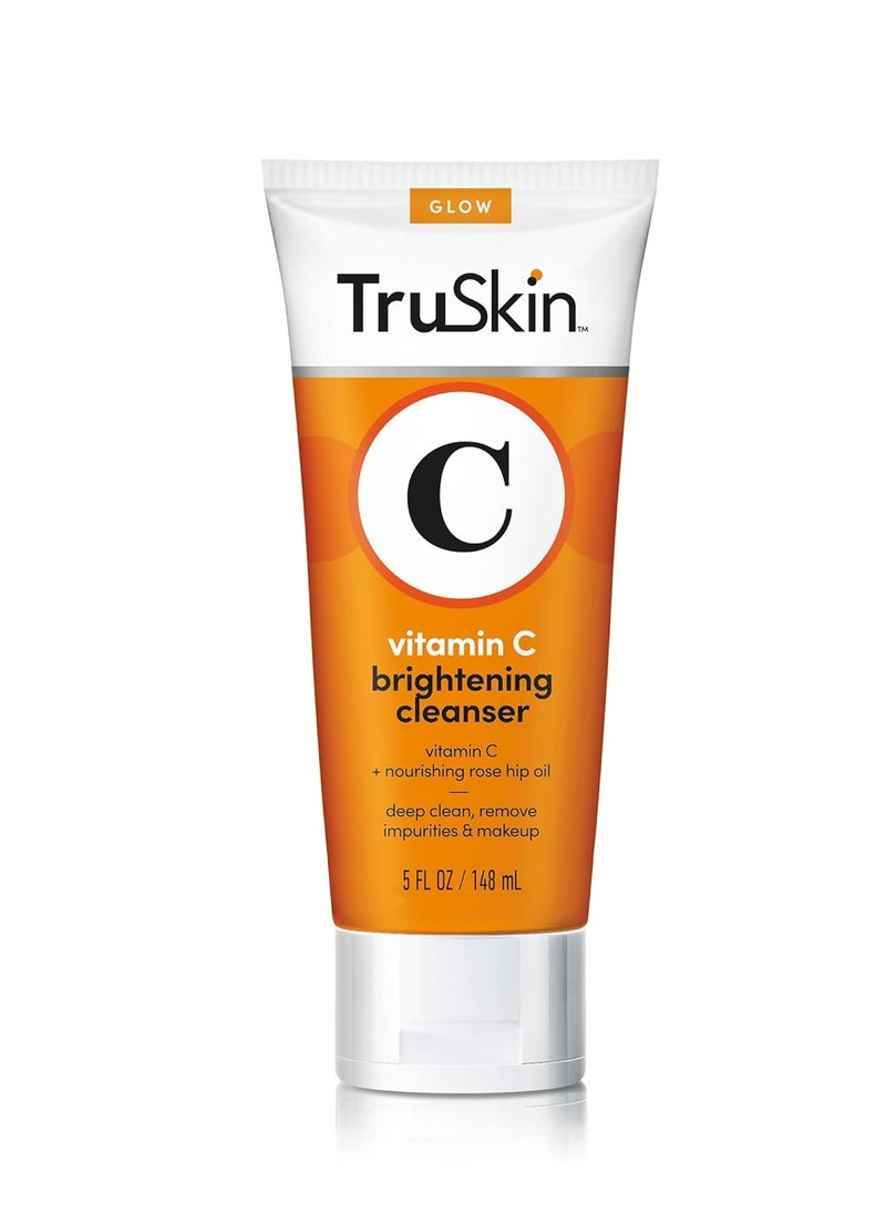 TruSkin Vitamin C Cleanser for Face - Brightening Face Wash with Vitamins C & E, Rosehip Oil, Aloe Vera and MSM - Deep Clean and Refresh for Radiant, Healthy-Looking Skin, 5 fl oz