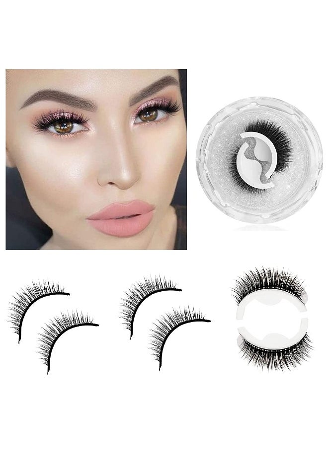Reusable Self-Adhesive Eyelashes No Glue or Eyeliner Needed, 3 Secs To Put On False Lashes for Women（2-pairs）…