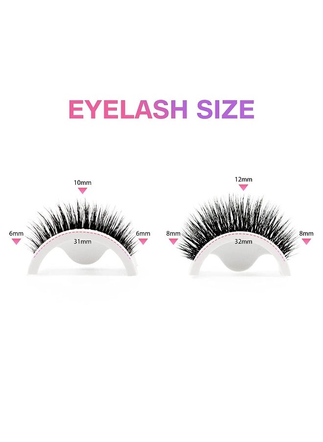 Reusable Self-Adhesive Eyelashes No Glue or Eyeliner Needed, 3 Secs To Put On False Lashes for Women（2-pairs）…