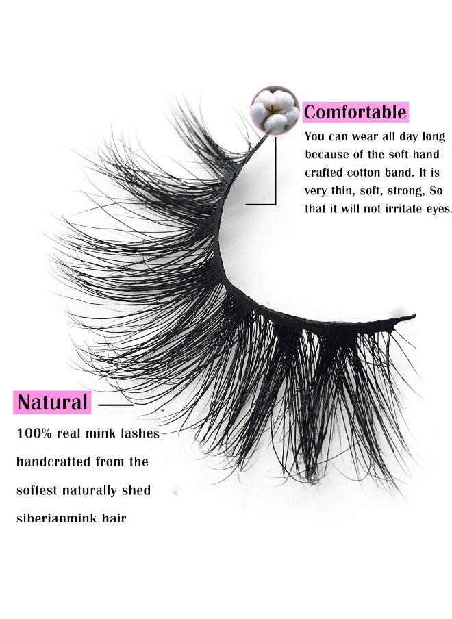 Mink Lashes, 18mm Natural False Eyelashes 3D Layered Effect Real Siberian Mink Fur Fake Eyelashes Hand Made Strips Eyelashes Reusable Make Up 1 Pair Natural Lashes