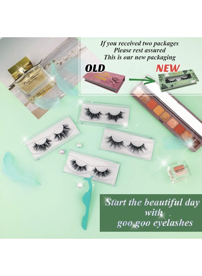 Mink Lashes, 18mm Natural False Eyelashes 3D Layered Effect Real Siberian Mink Fur Fake Eyelashes Hand Made Strips Eyelashes Reusable Make Up 1 Pair Natural Lashes